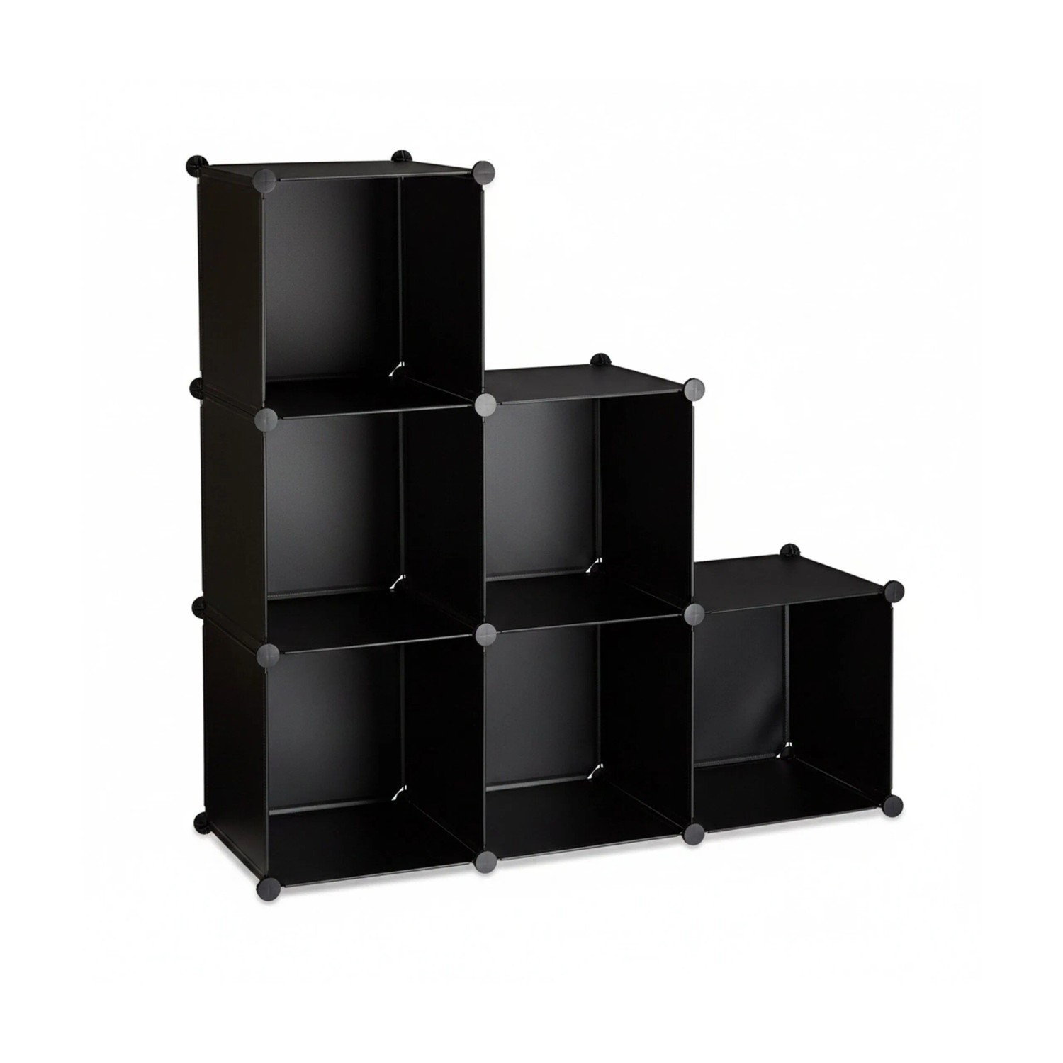 Relaxdays Stufenregal Kunststoff Schwarz Stecksystem 110 cm x 110 cm x 35 cm