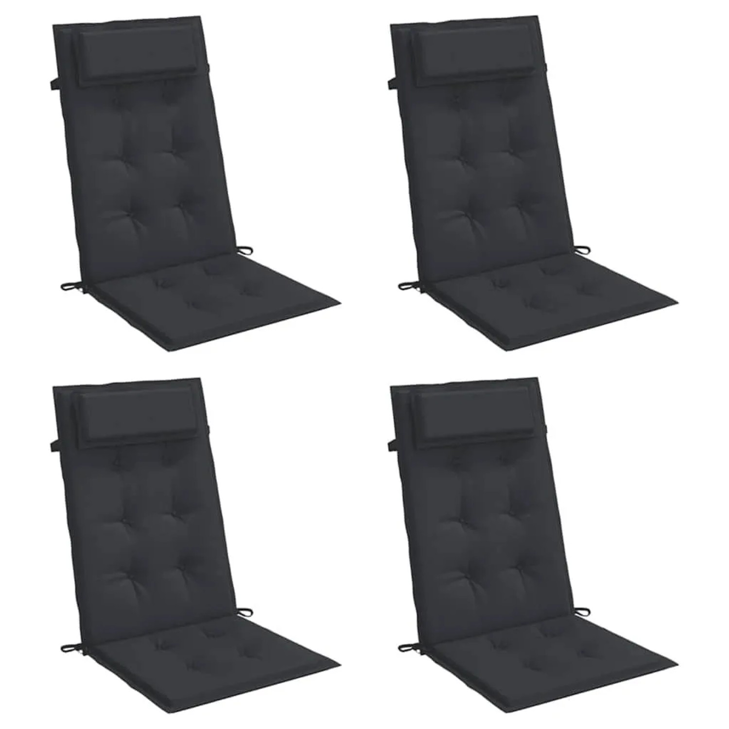 4er Set vidaXL Hochlehner-Auflagen, schwarz, Oxford-Gewebe, für Gartenstühle.