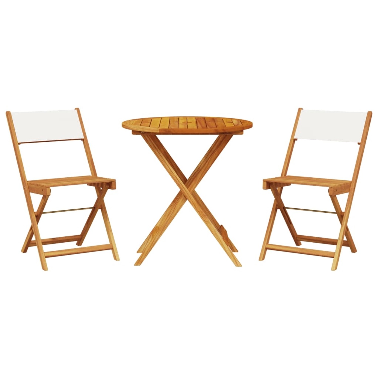 vidaXL 3-tlg Bistro-Set CremeWeiß Stoff und Massivholz Modell 8