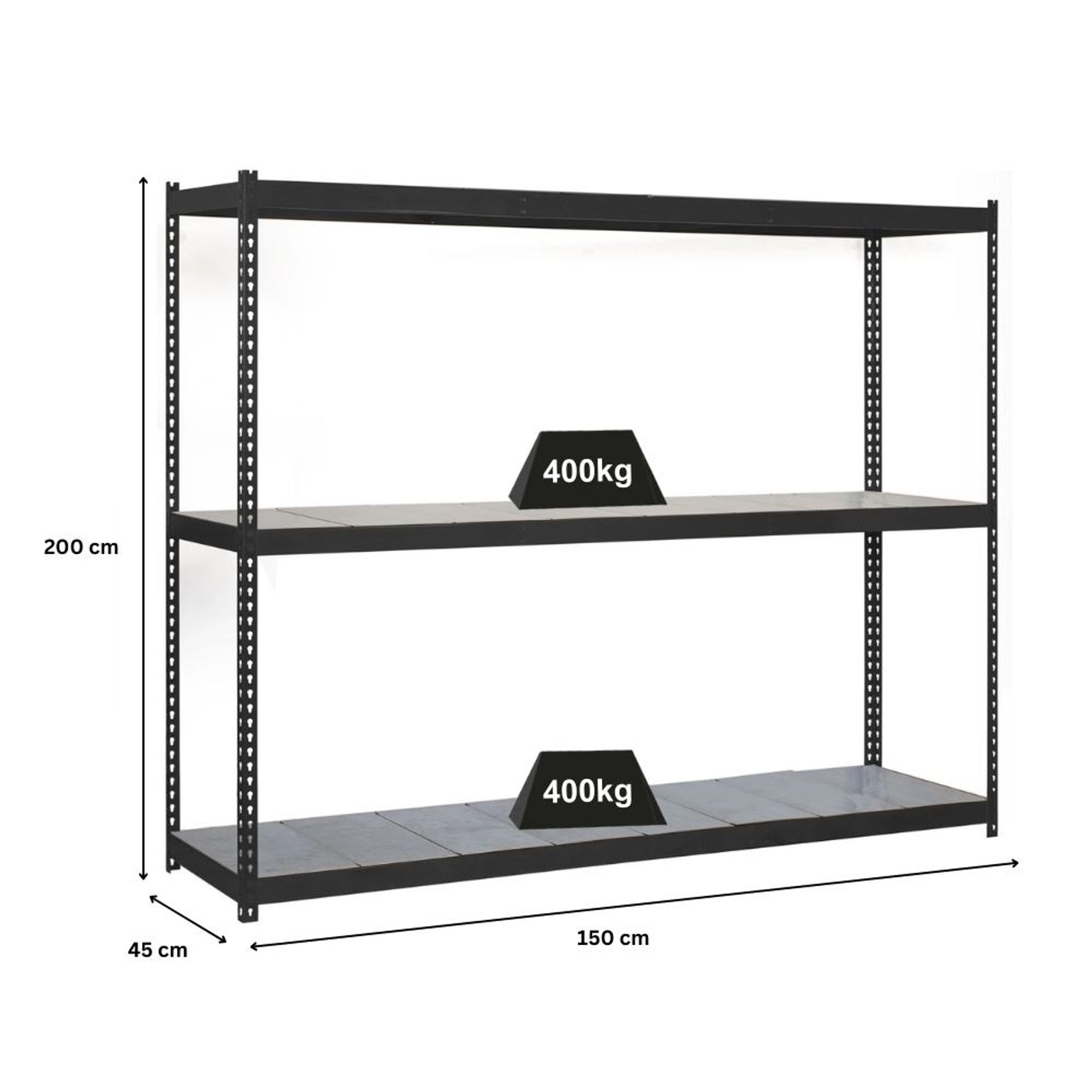 PROREGAL Schwerlastregal Metal Yeti, 200x150x45cm, Fachlast 400kg, Anthrazit