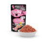 Lucky Lou Katzen-Nassfutter SuperMono Pute, 125g Packung und Schale mit Futter.