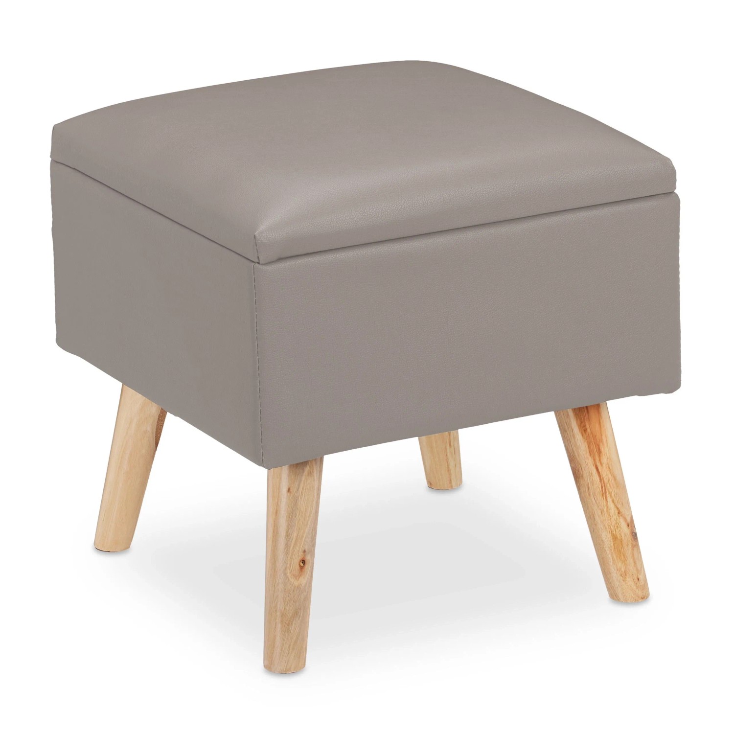 Relaxdays Sitzhocker Kunstleder Grau Mit Stauraum 40 cm x 40 cm x 40 cm 7 kg