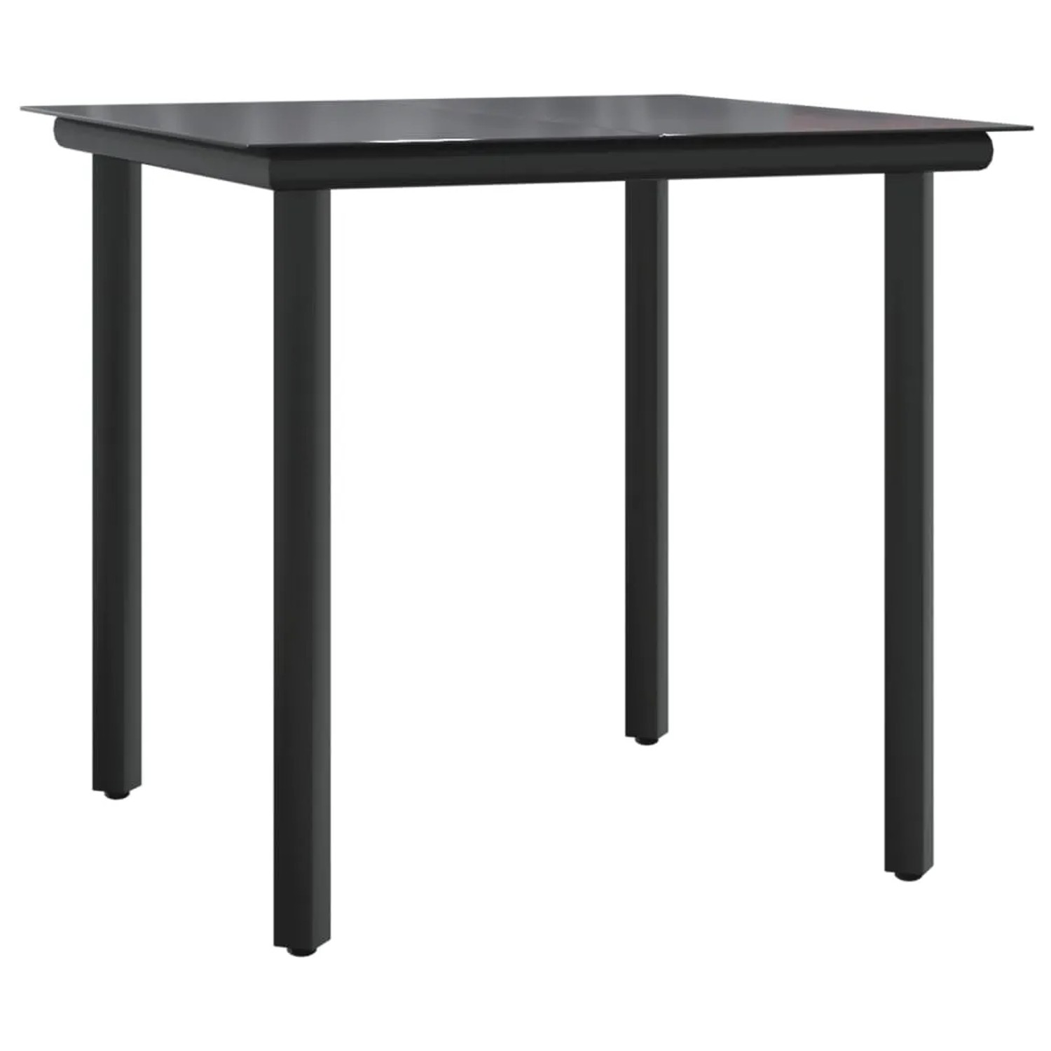 Schwarzer Gartentisch mit Glasplatte, Teil des vidaXL Bistro-Sets