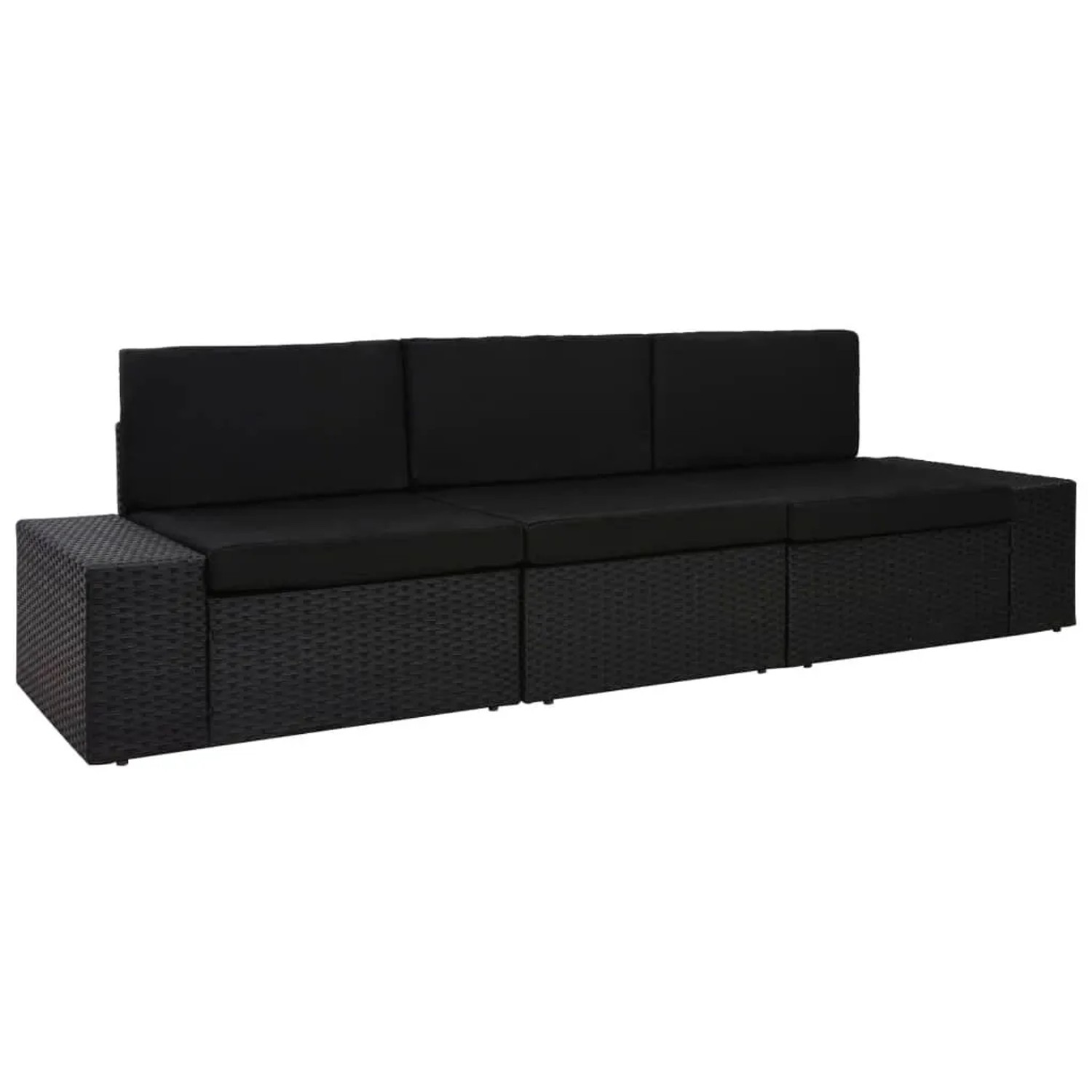 vidaXL Modulares 3-Sitzer-Sofa Poly Rattan Schwarz 49506