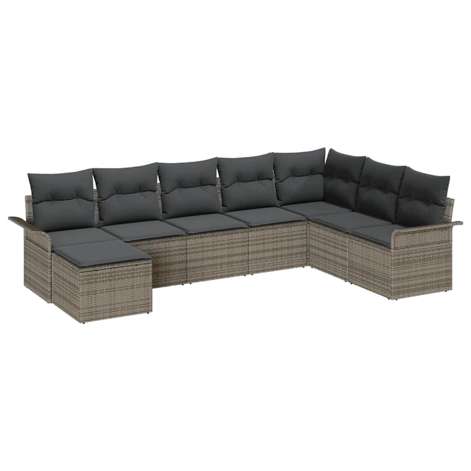 vidaXL Garten-Sofa-Set mit Kissen mit Speicher 8-Tlg Grau Poly Rattan 33541 günstig online kaufen