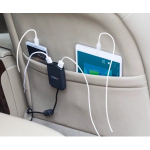 Technaxx Autoladegerät TE14 mit 4 USB-Anschlüssen zum Laden von Smartphones und Tablets im Auto.