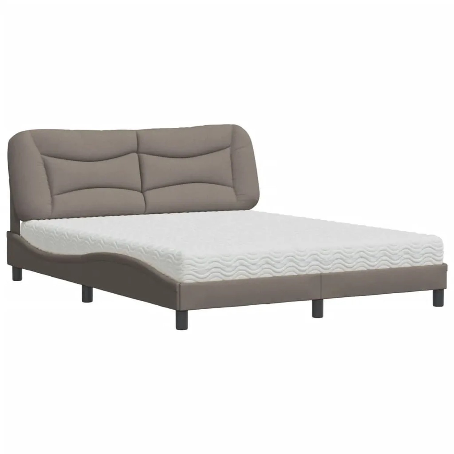 vidaXL Bett mit Matratze Taupe 160x200 cm Stoff 3208545