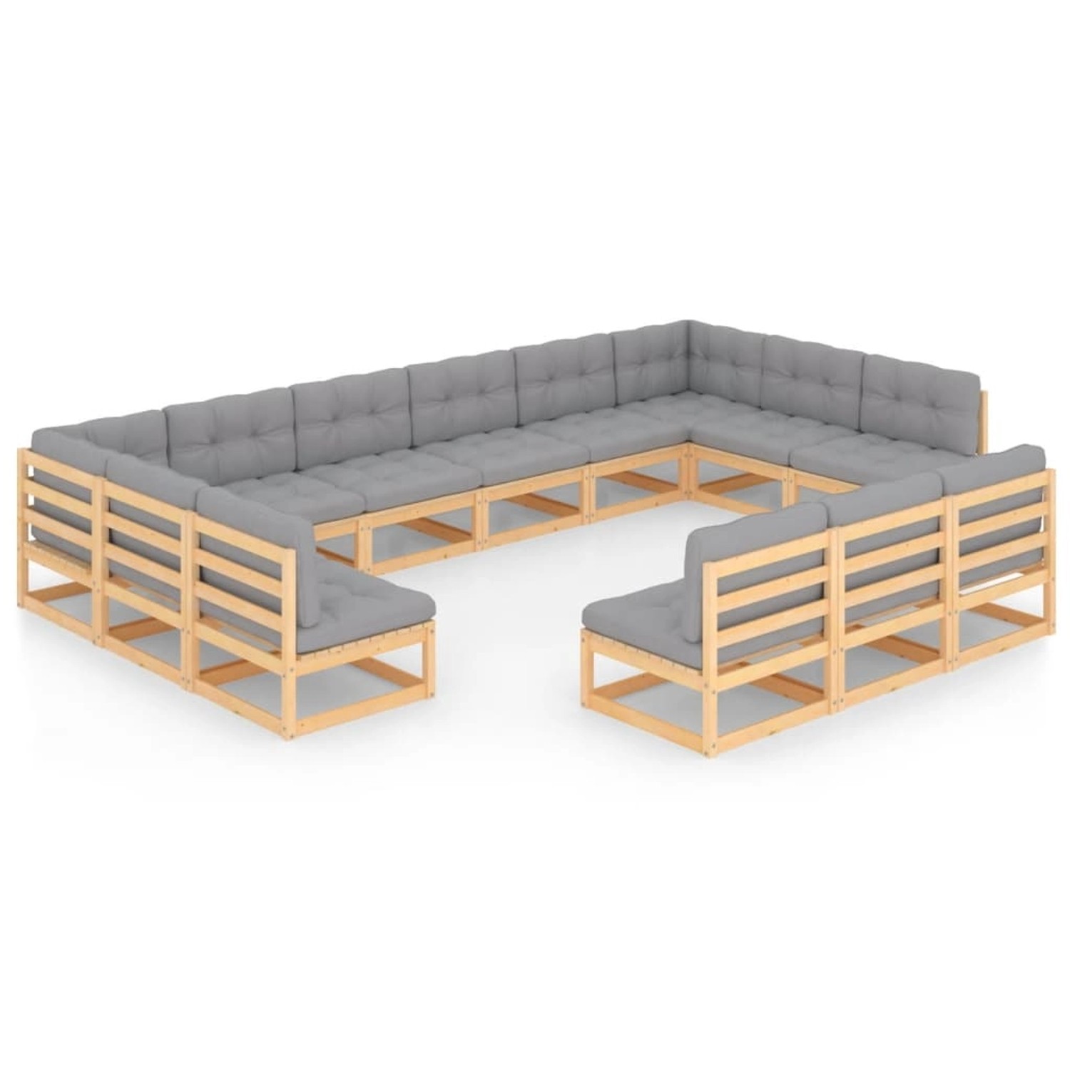 13-tlg. Garten-lounge-set Mit Kissen Kiefer Massivholz günstig online kaufen