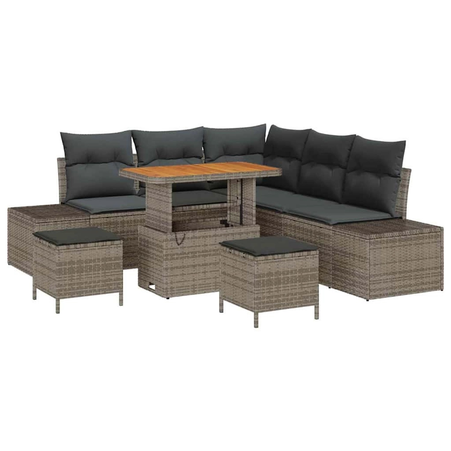 vidaXL Garten-Sofa-Set mit Speicher 8-Tlg Grau Poly Rattan 3364738 günstig online kaufen