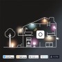 Illustration eines Hauses mit Philips Hue Beleuchtungssystem, kompatibel mit Smart Home Systemen.