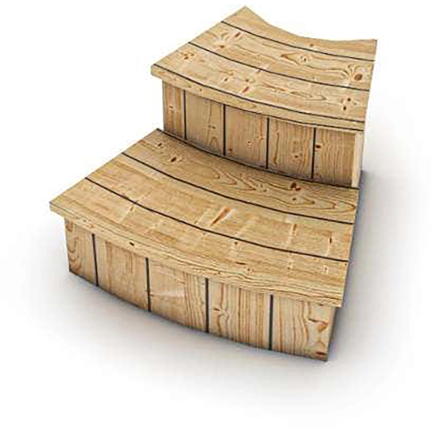Holztreppe aus Thermoholz für Finntherm Badefass Stockholm, zwei Stufen.