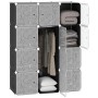 Schwarzer HOMCOM DIY Kleiderschrank aus Kunststoff und Metall mit Fächern und Kleiderstangen.