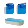 Blaue Poolfolie mit Einhängebiese für Ovalbecken, Detailansicht der Befestigung.