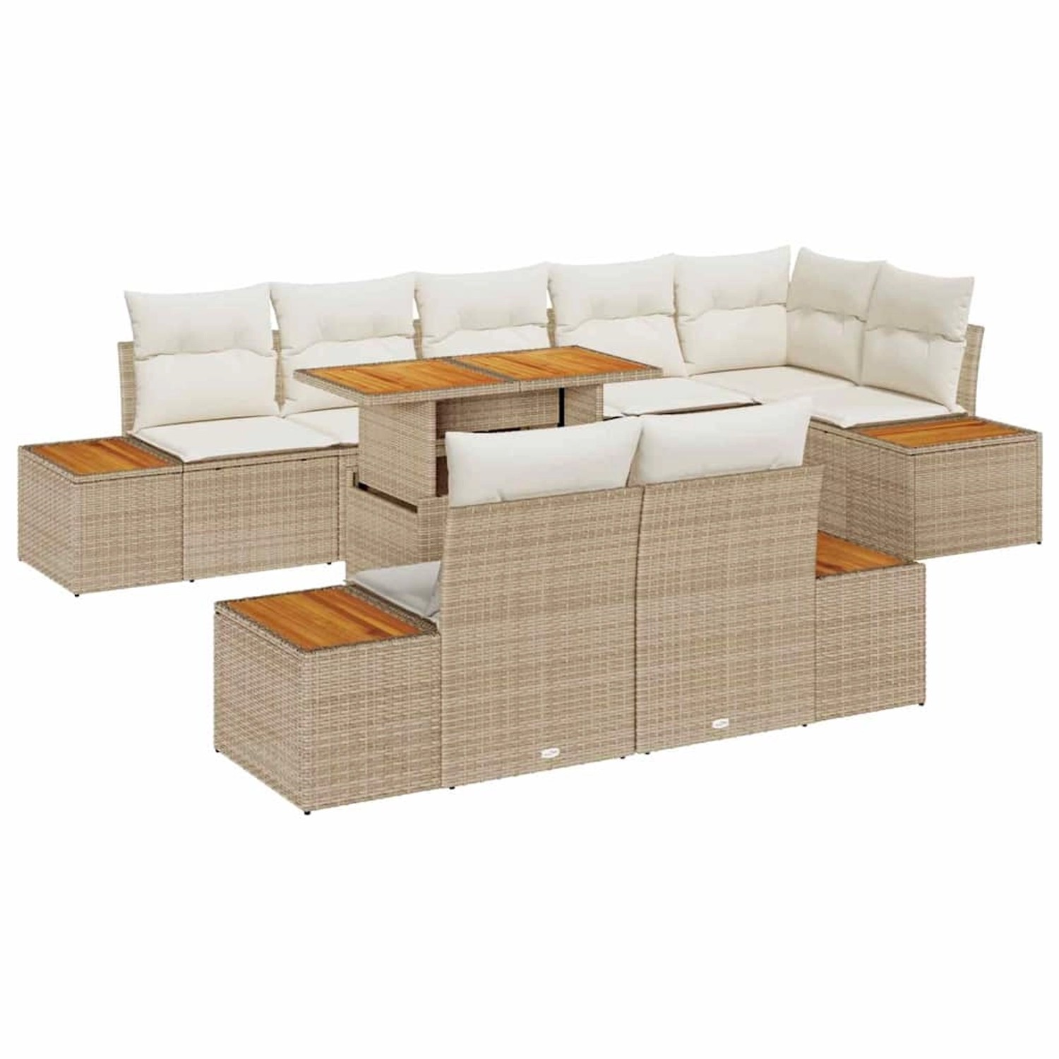 vidaXL Garten-Sofa-Set mit Speicher 9-Tlg Beige Poly Rattan 3358820 günstig online kaufen