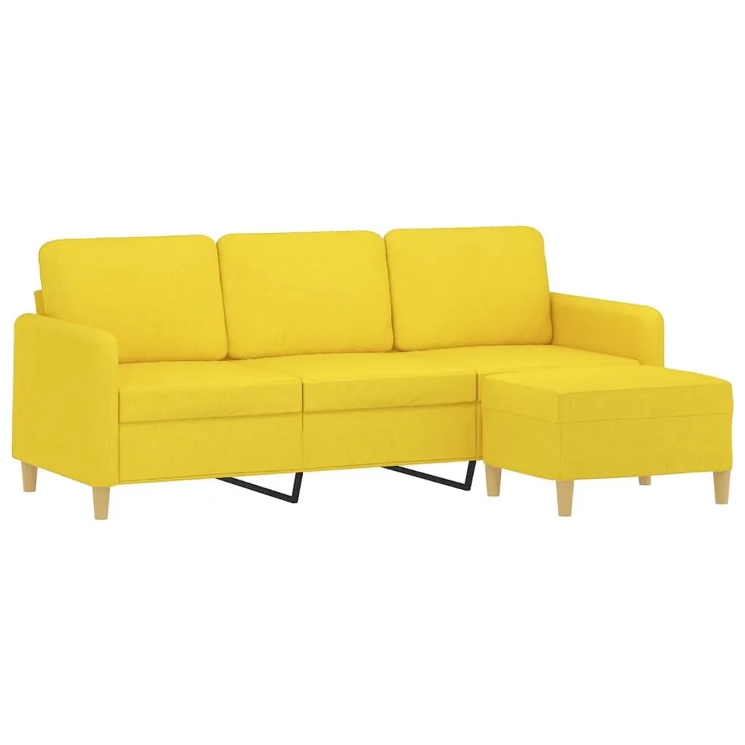 vidaXL 3-Sitzer-Sofa mit Hocker Hellgelb 180 cm Stoff 3201197 günstig online kaufen