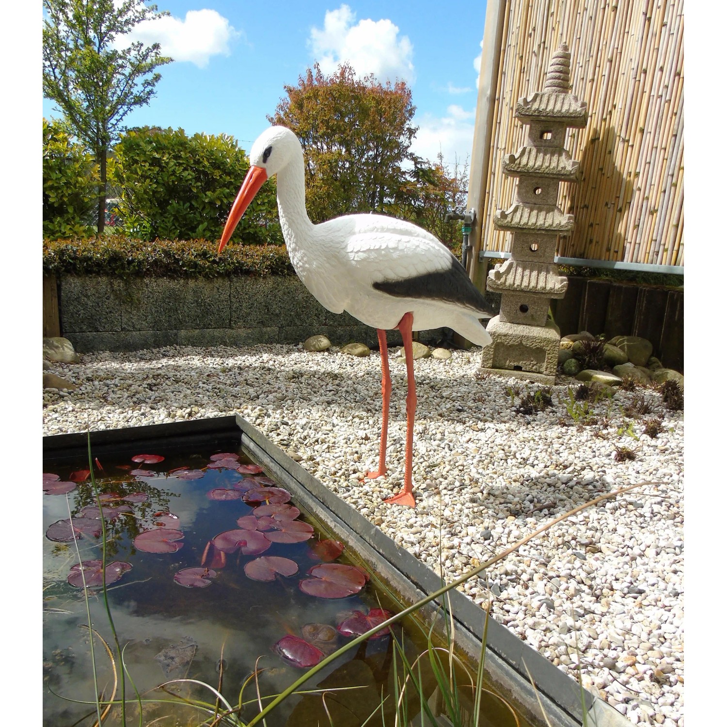 Ubbink Storch 87 cm als Gartendeko für Teich oder Rasen. Naturgetreue Tierfigur.