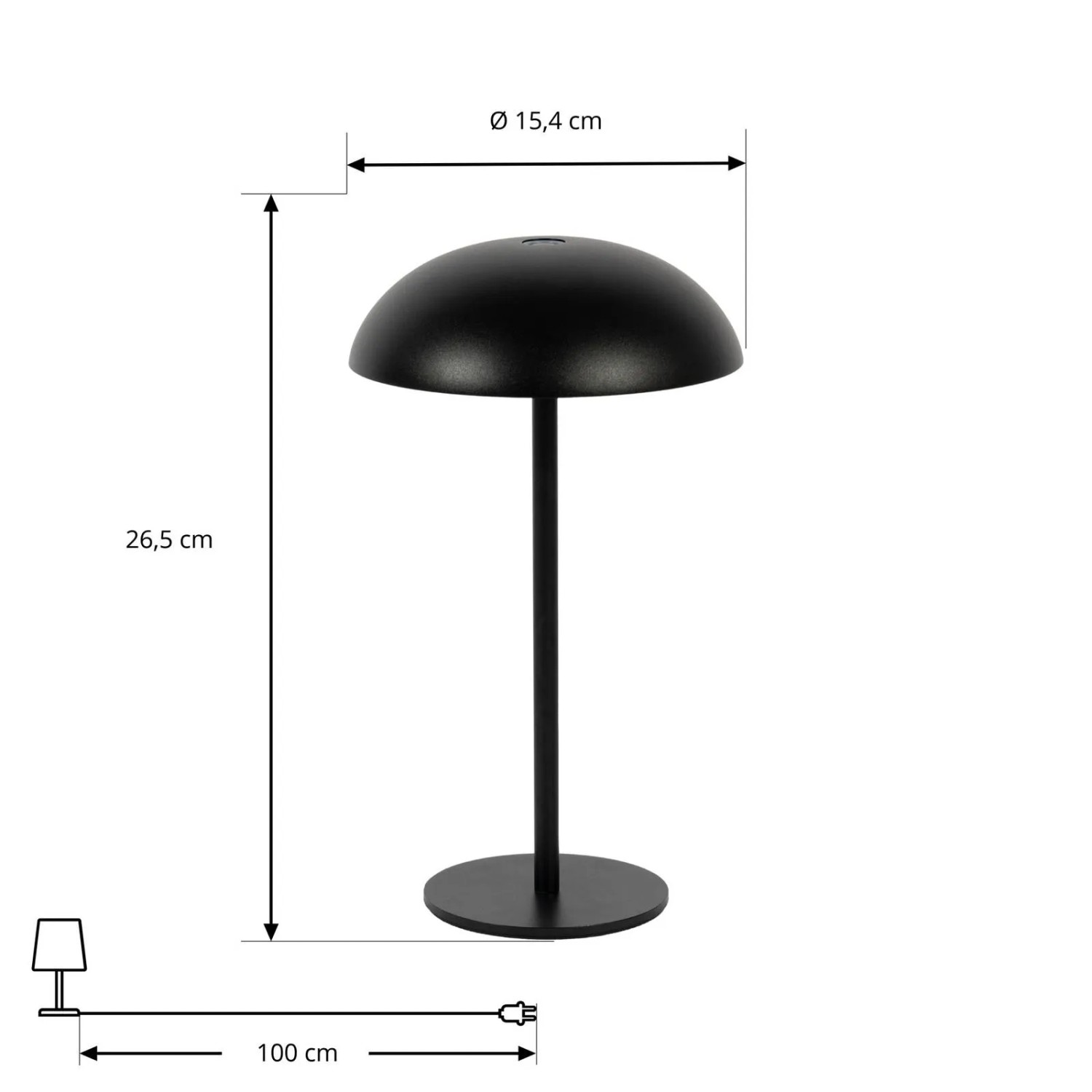 Arcchio LED Tischleuchte Thenra, dimmbar, schwarz, Metall, 9.5x15.4cm. Modernes Design für Terrasse und Garten.