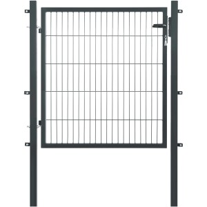 Floraworld Einzeltor, 100x120 cm, Anthrazit, für Doppelstabmattenzaun. Gartentor-Set mit Pfosten und Schloss.