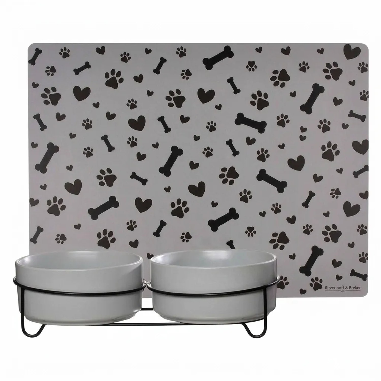 Ritzenhoff & Breker Taro Hunde-Napfset mit Napfhalter 17 cm und Unterlage