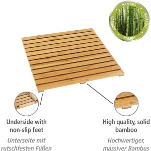 Wenko Baderost aus Bambus, 50x50 cm, mit rutschfester Unterseite für Bad und Dusche.
