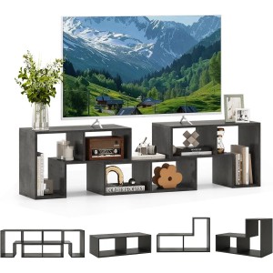 Costway Fernsehschrank Holz 3-teilig Frei Kombinierbar Grau