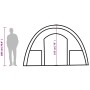 Tunnelzelt für 4 Personen: Seitenansicht mit 193 cm Höhe und Person zum Größenvergleich. Camping & Zubehör.