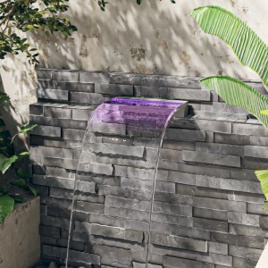 VidaXL Wasserfall-Element 45cm aus Edelstahl mit RGB LEDs für Gartenbrunnen.