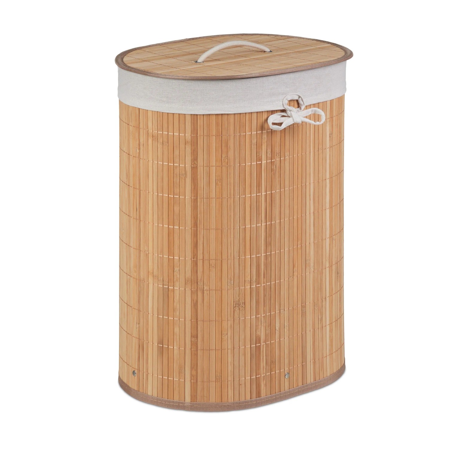 Relaxdays Wäschekorb Bambus Natur Faltbar Mit Deckel 55 cm x 42 cm x 32 cm 1,3 kg