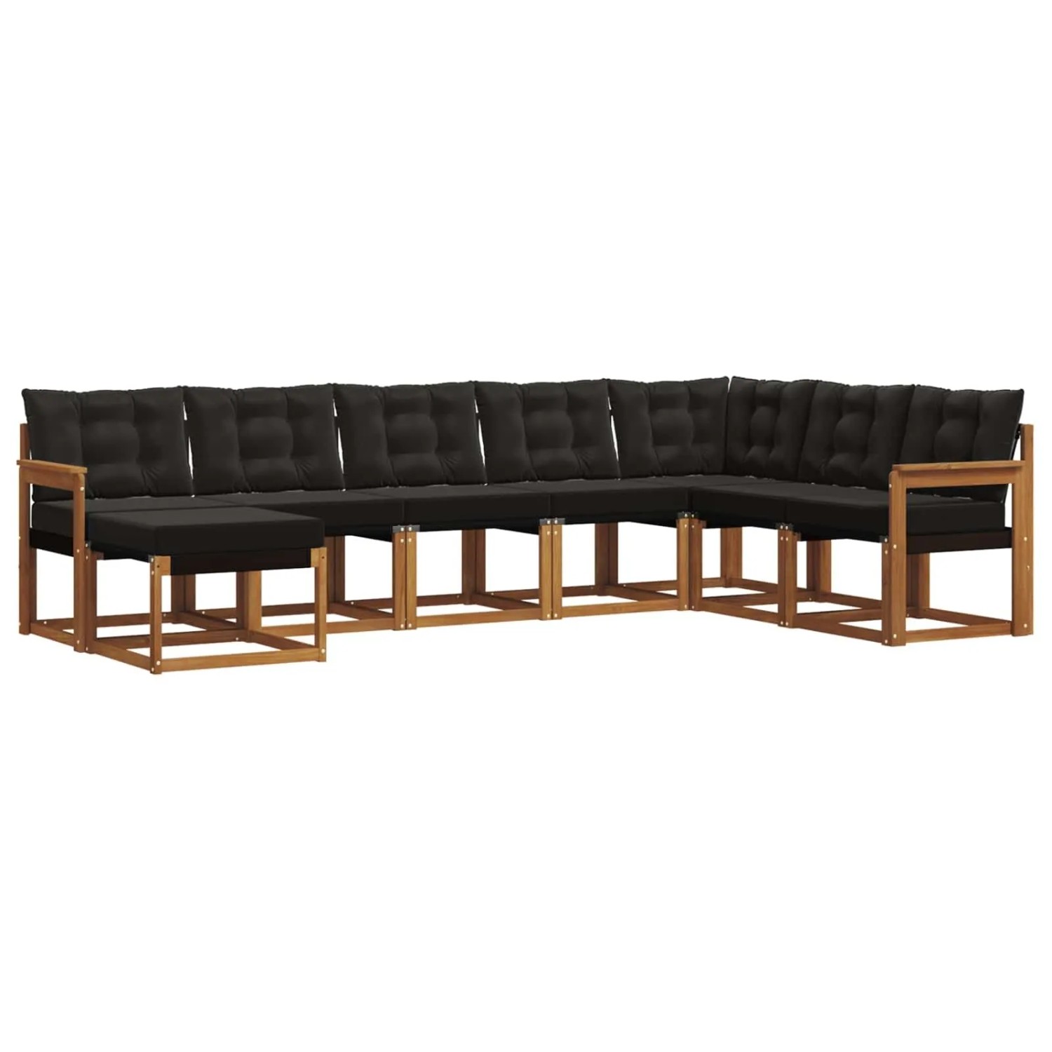 vidaXL Outdoor-Sofagarnitur mit Kissen 8-Tlg Natur und Schwarz 3368947