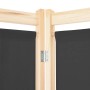 Detailansicht des grauen VidaXL Raumteilers: Stoffbespannung und Holzrahmen mit Scharnier.