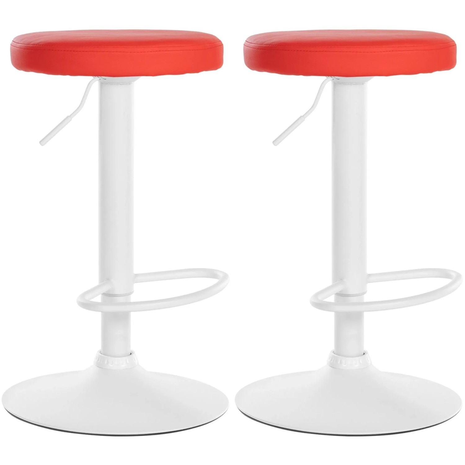 CLP 2er Set Barhocker Ponte Kunstleder Metall Matt Weiss/Rot