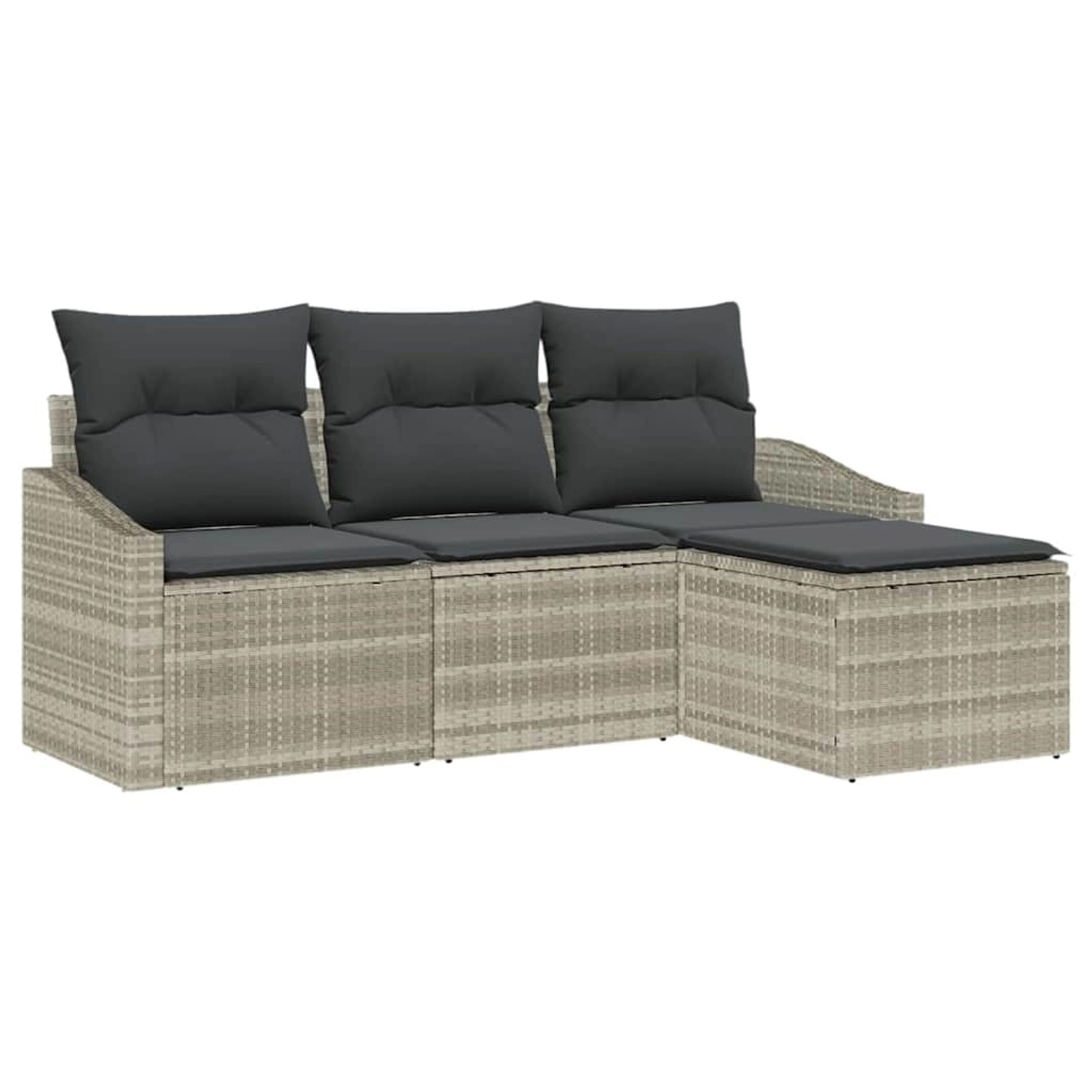 vidaXL Garten-Sofa-Set 4-Tlg Hellgrau Poly Rattan 3346672 günstig online kaufen