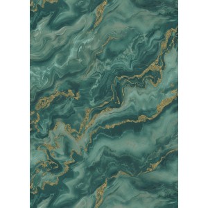 Erismann Vliestapete Elle Decoration 4 Mystic Spell Petrol mit Marmor- und Glitzereffekten.