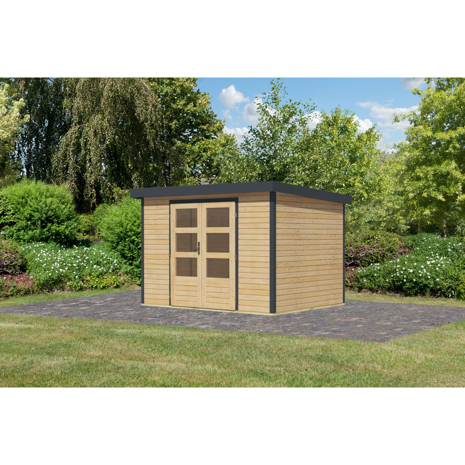 Karibu Gartenhaus Diego 4 A Naturbelassen/Anthrazit 209 x 298 x 213 cm günstig online kaufen