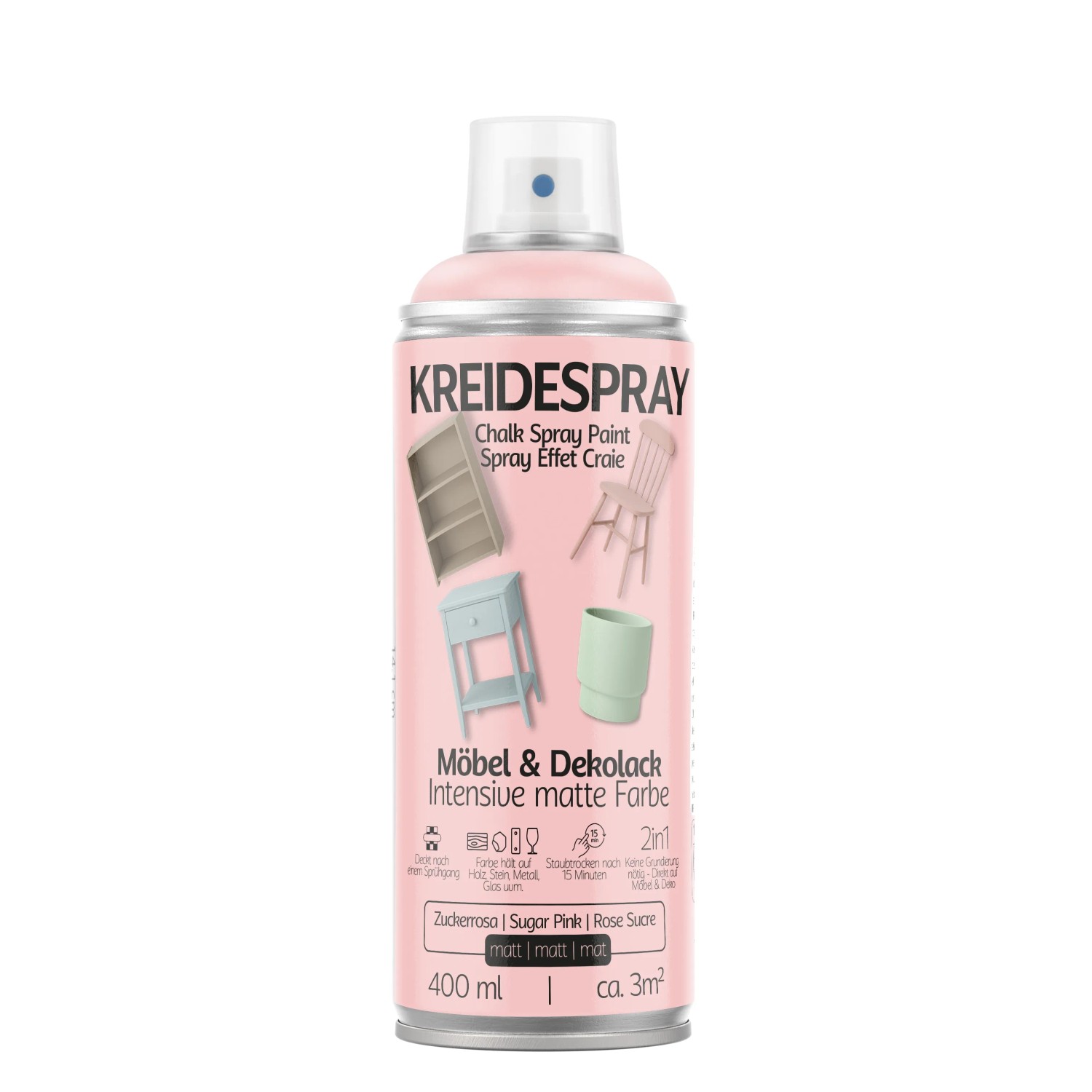 COLORS Kreidespray Möbel- und Dekolack Zuckerrosa Matt 400 ml