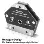 STAHLWERK Hexagon Schweißmagnet, schwarz-silber, 50 kg Haftkraft, flexibel für Werkstücke beim Schweißen.