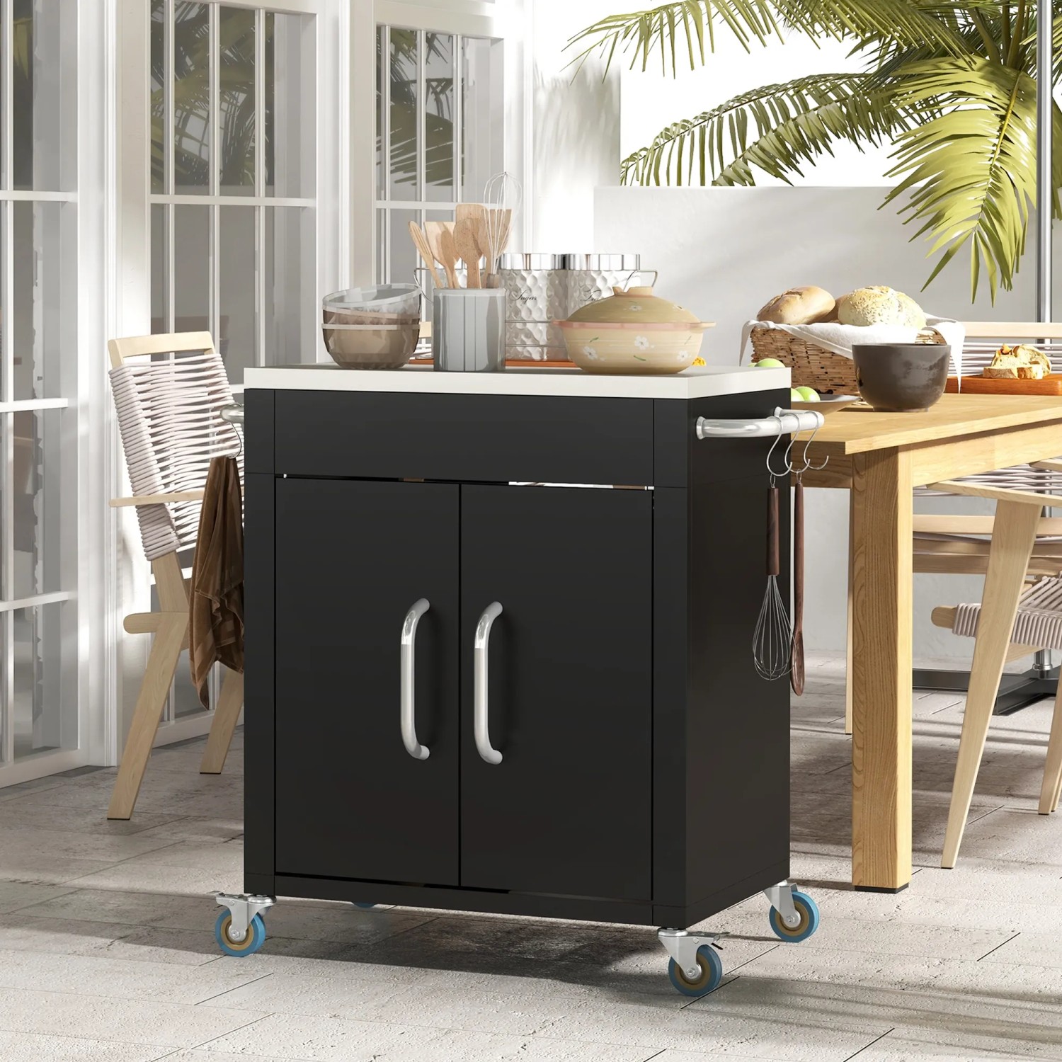 HOMCOM Servierwagen Schwarz 86 x 50 x 86,5 cm kaufen bei OBI