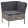 Graues vidaXL Gartenmöbel Ecksofa aus Rattan mit anthrazitfarbenen Auflagen.