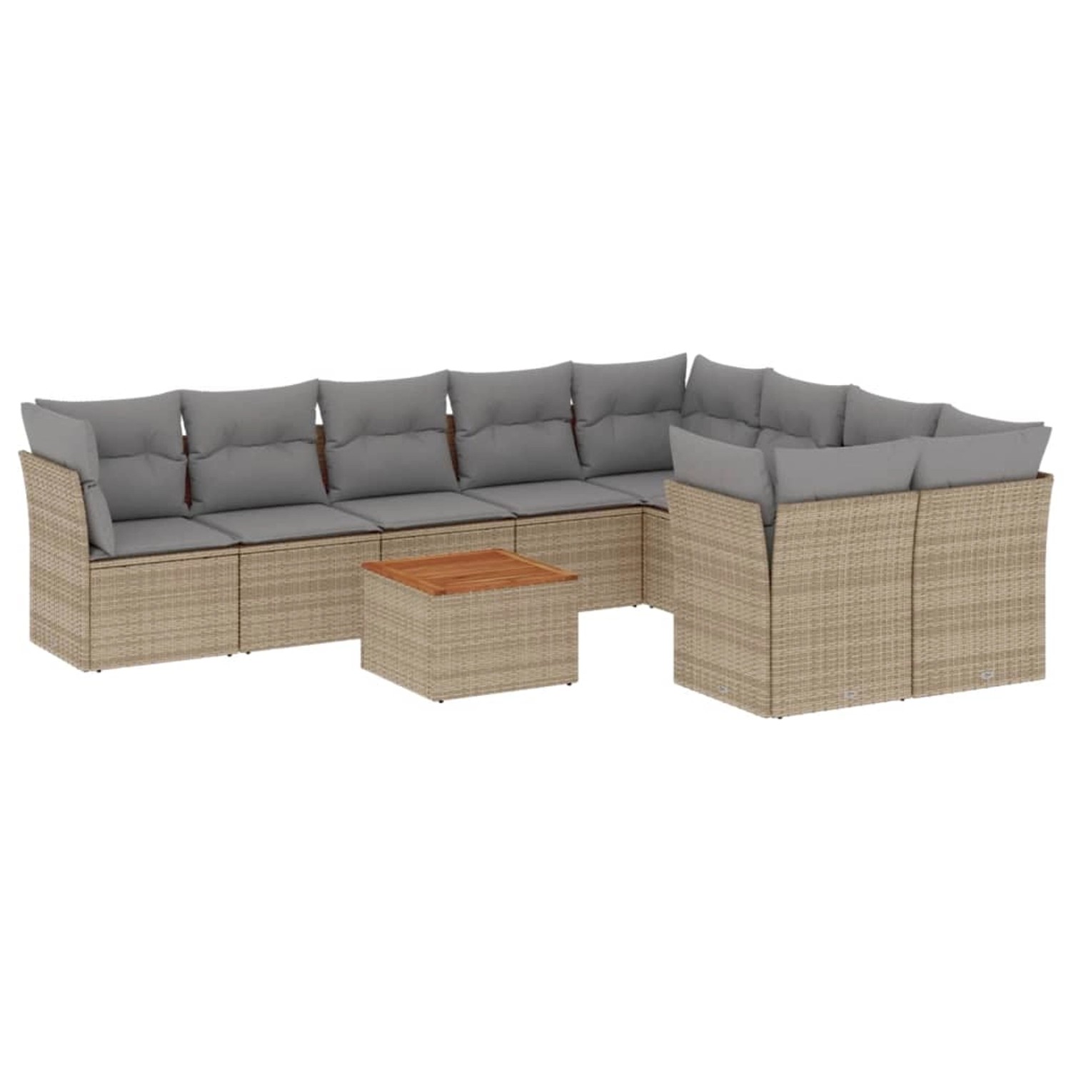 vidaXL 10-Tlg Garten-Sofagarnitur mit Kissen Beige Poly Rattan 3223819 günstig online kaufen