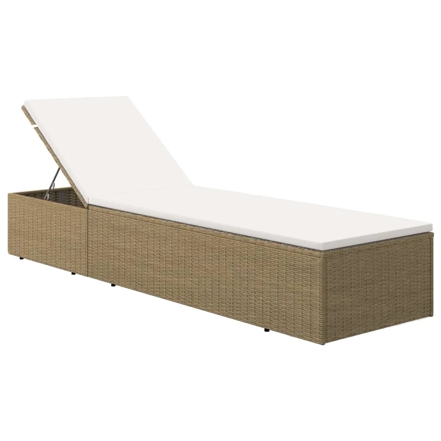 furnicato Sonnenliege Poly Rattan Braun und Cremeweiß
