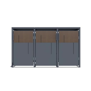 FM-SOLAR Mülltonnenbox anthrazit/Holz für 3 Mülltonne