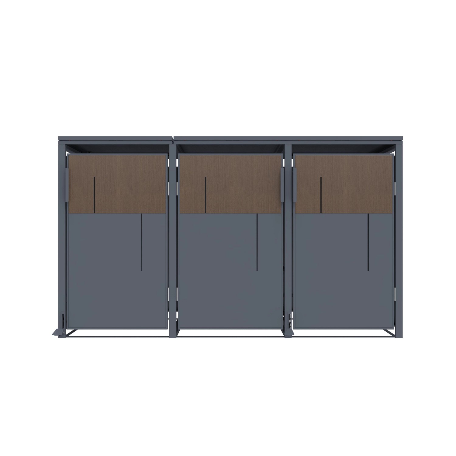 FM-SOLAR Mülltonnenbox anthrazit/Holz für 3 Mülltonne