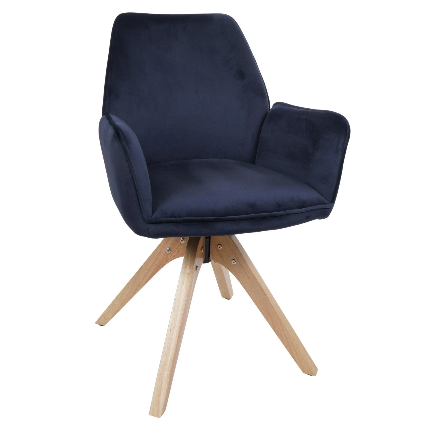 MCW Esszimmerstuhl G67 Drehbar Holz Samt Anthrazit-Blau