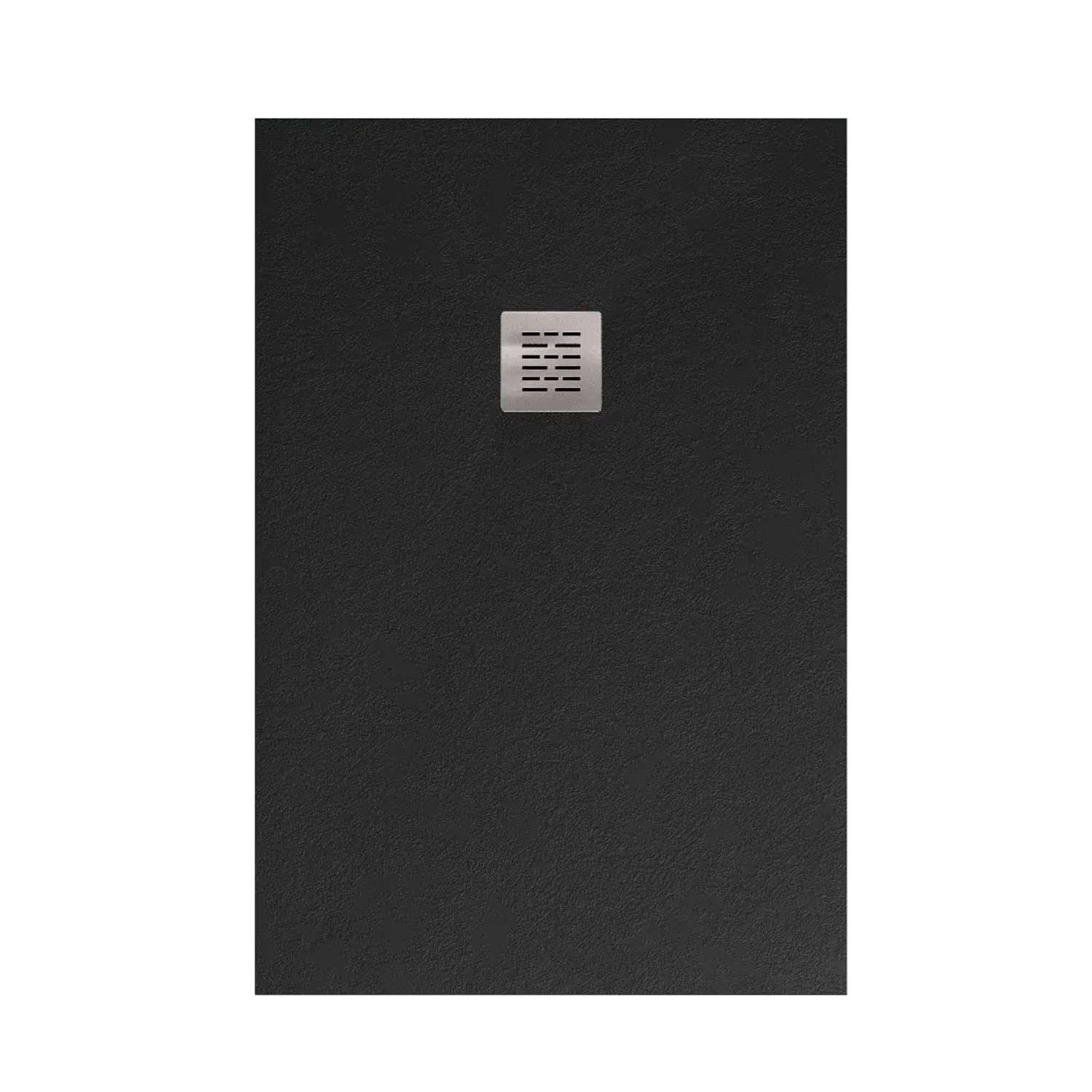 Stano Mineralguss Duschwanne Extra Flach Sierra  Schwarz Ablaufschutz Chrom 90x110cm