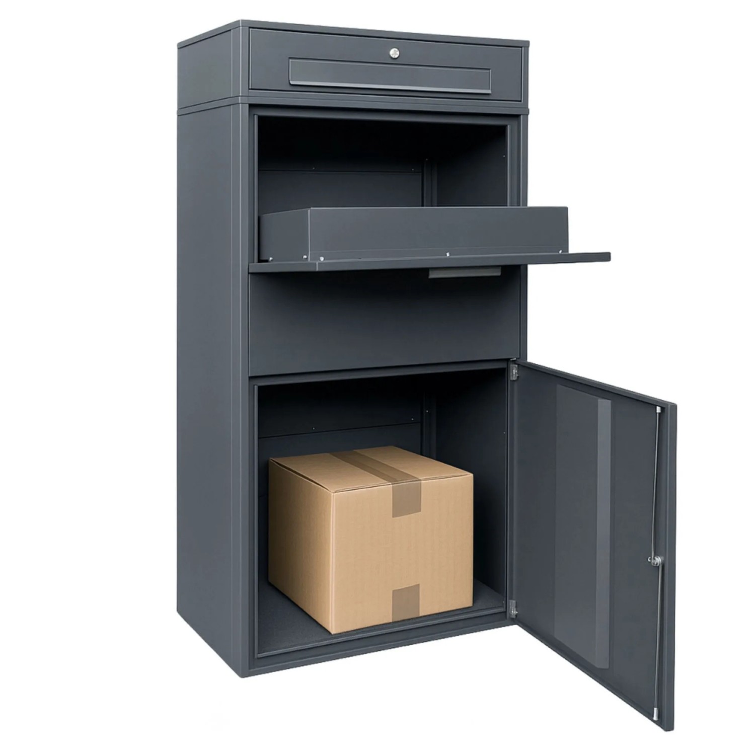 osoltus Paketbox XXL Briefkasten Standbriefkasten 150cm Hoch Anthrazit RAL7016