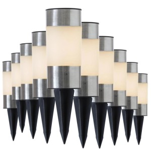 Marelida LED Solar Wegleuchten Erdspieß Edelstahl Solarleuchten Balkon Garten 10er Set