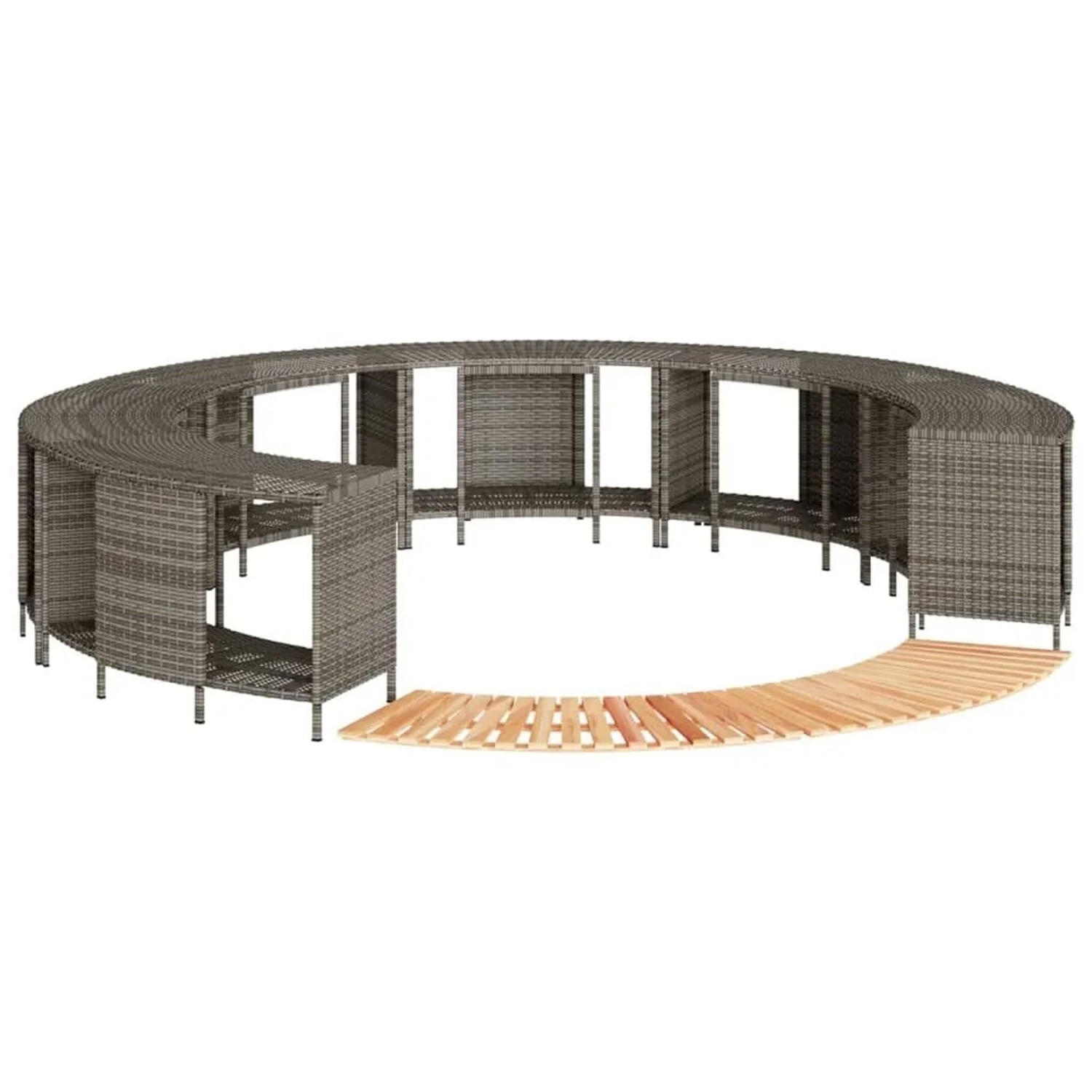 vidaXL Whirlpool-Umrandung Grau Poly Rattan und Massivholz Akazie 3270650