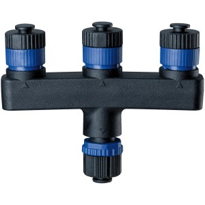 Paulmann Plug & Shine Verteiler, 1-in/3-out, schwarz, für Außenbeleuchtungssysteme.