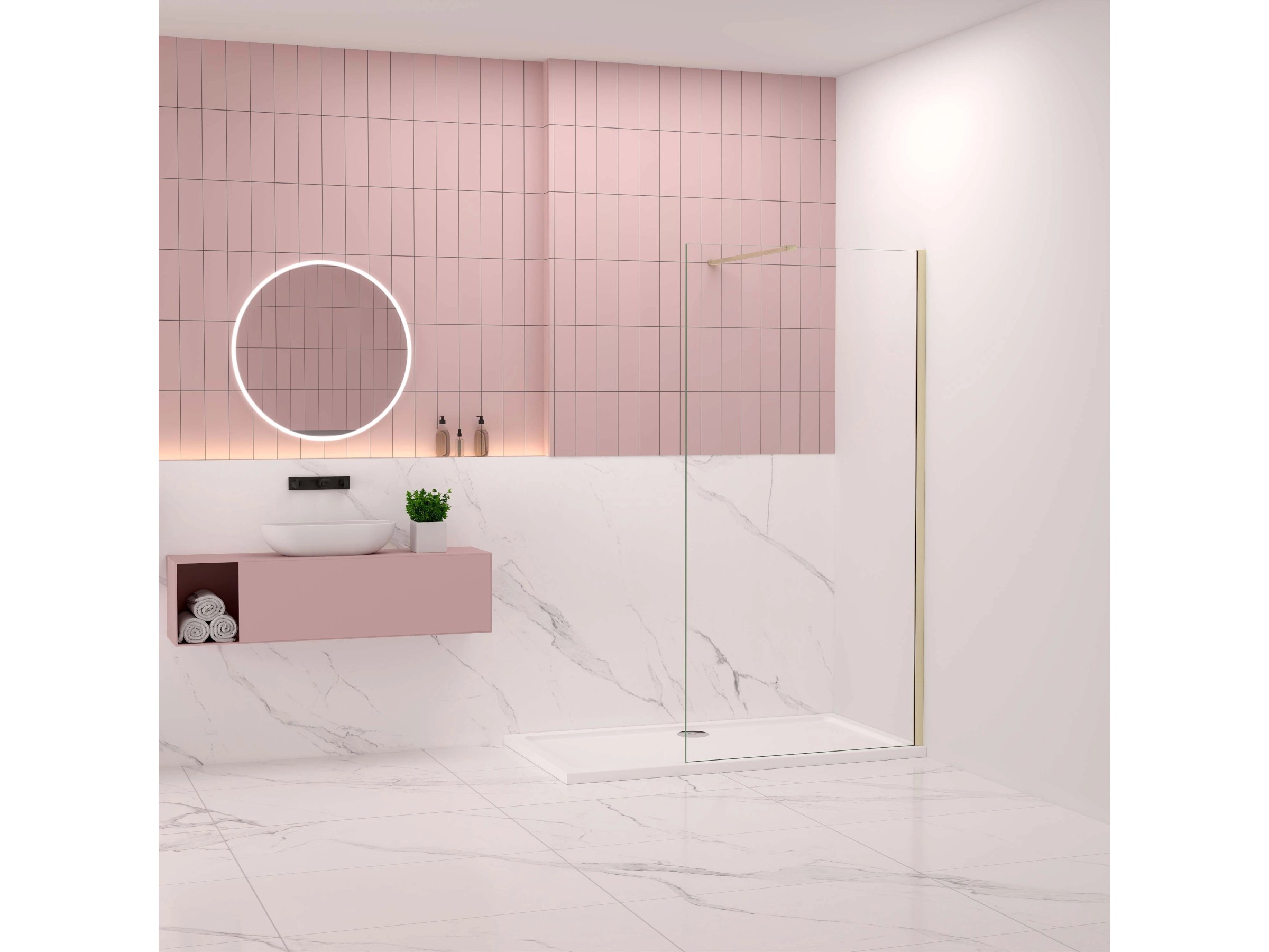 Walk-in Duschwand 60x200 Cm, 8mm Nano Easy-clean Glas Mit Alurahmen & Verstellbarer Stabilisierungsstange