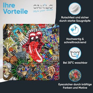 SANILO Badematte Graffiti mit buntem Muster. Rutschfeste Duschmatte für Badewanne und Dusche.